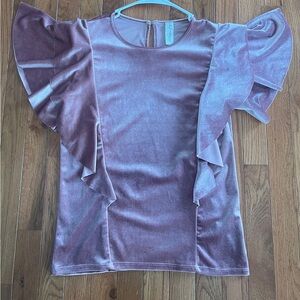 Allison Joy Mauve Ruffle Sleeve Blouse